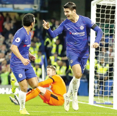 Morata fires Chelsea into second