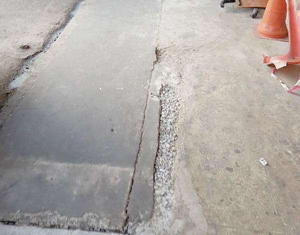 New concrete slabs on KK Central Market walkway