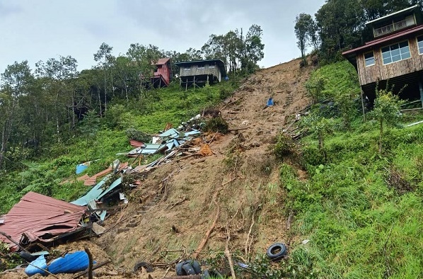 Two houses destroyed in Papar landslide