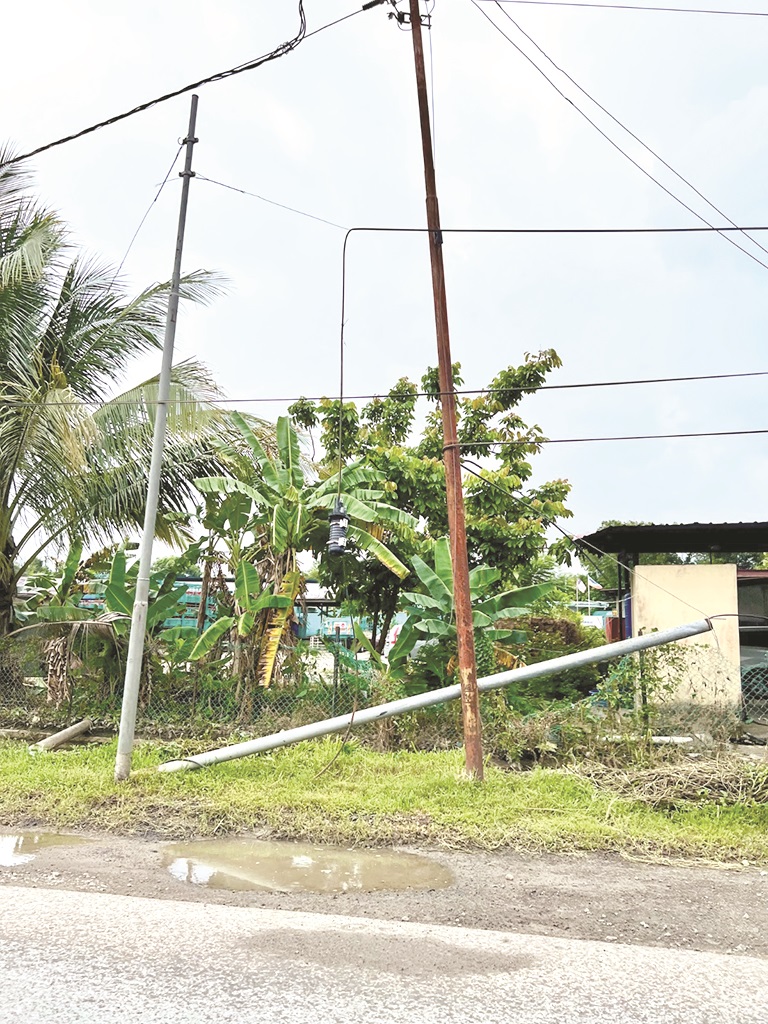 The pole in this part of Manggatal could have been blown over by strong winds.