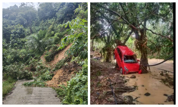Collapsed culvert cuts off Kota Kinabalu - Sandakan road