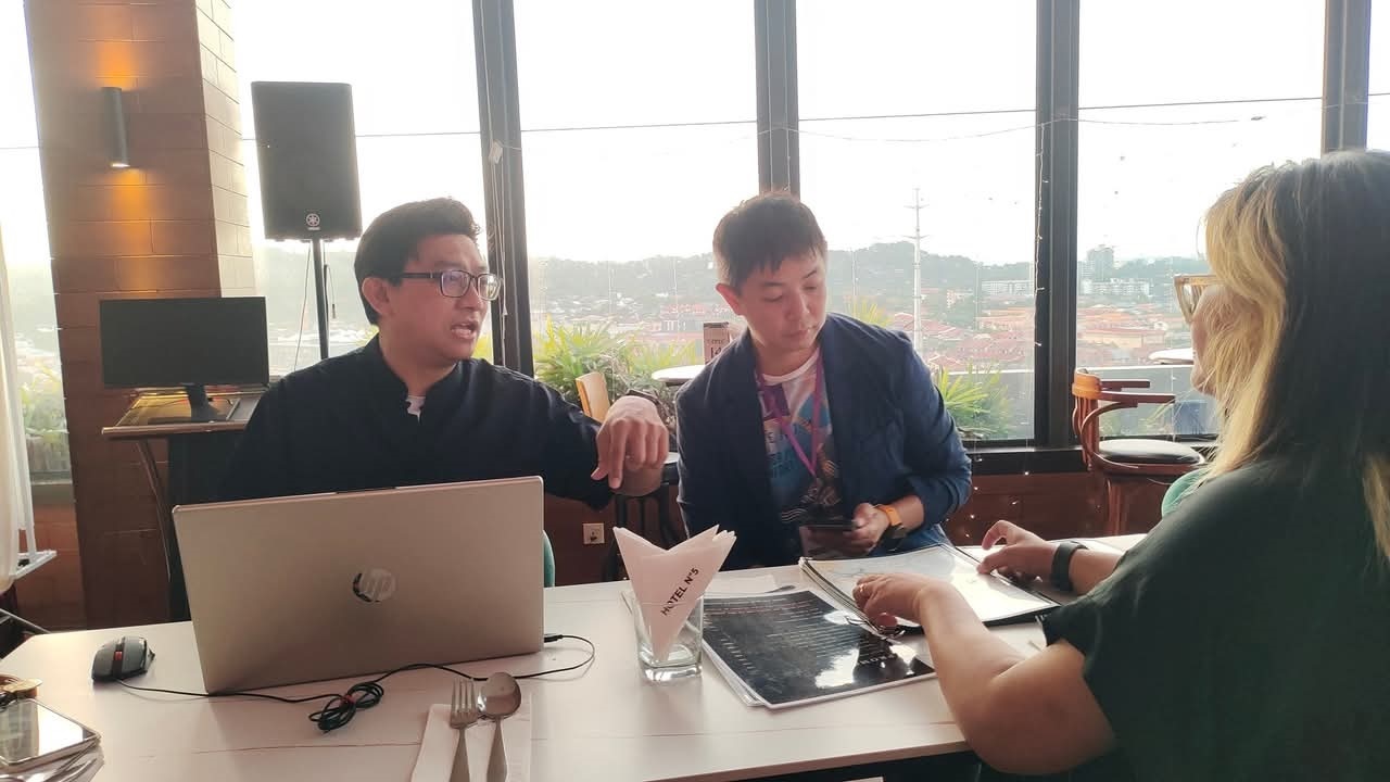 Ben (centre) during one of his work assignments.