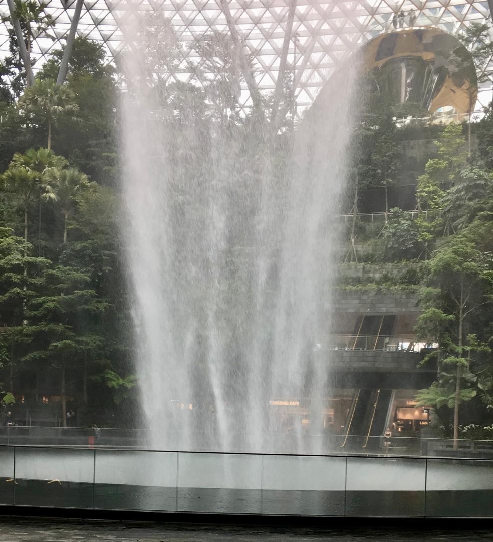 The world’s tallest indoor waterfall at Singapore Changi Airport is surrounded by abundant greenery, creating a refreshing environment for travellers. The extensive landscaping serves as a ‘green lung’, demonstrating how nature can be thoughtfully integrated into one of the world’s busiest transport hubs. 
