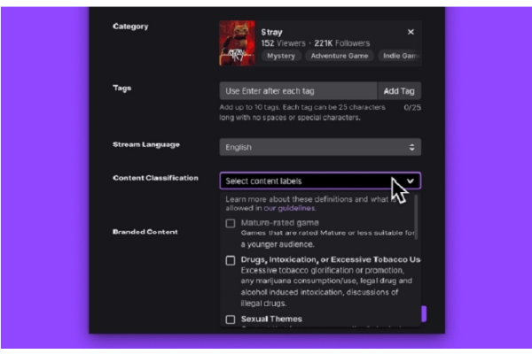 Twitch introduces Content Classification Labels for mature content