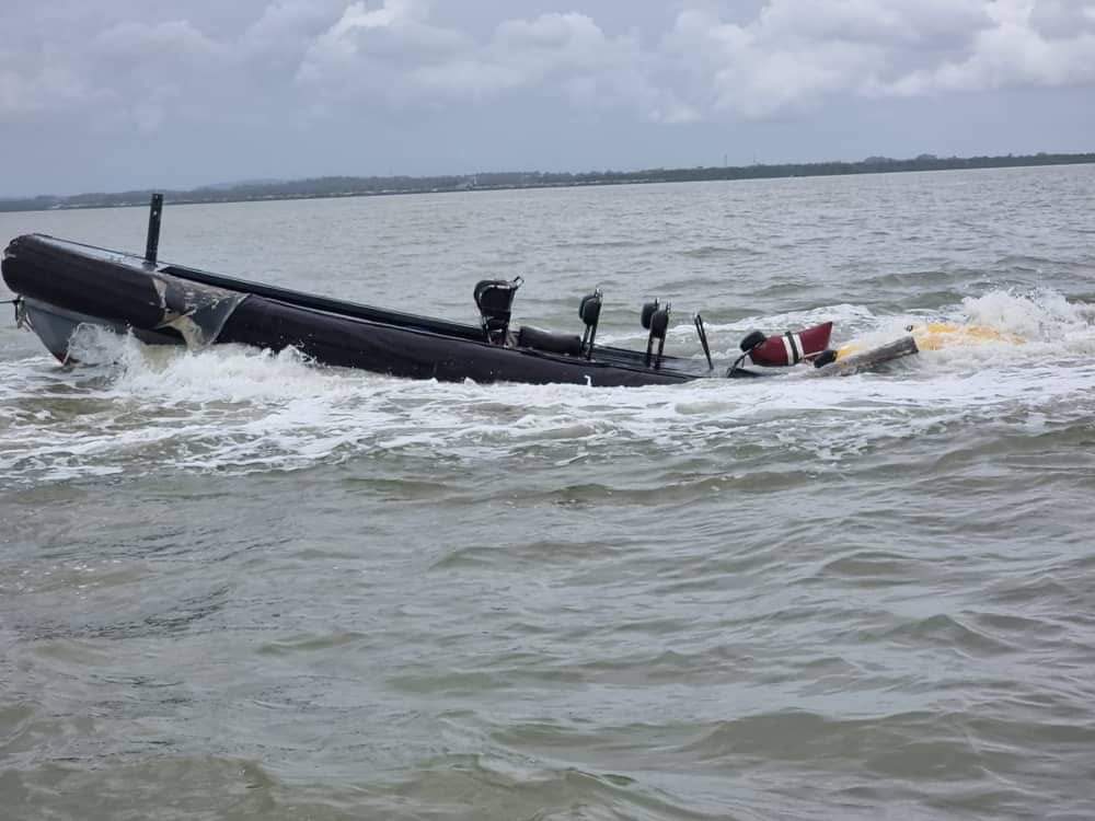 Capsized patrol boat salvaged