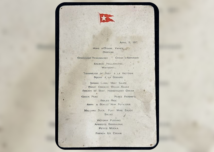 Titanic's first-class dinner menu up for auction for £60,000