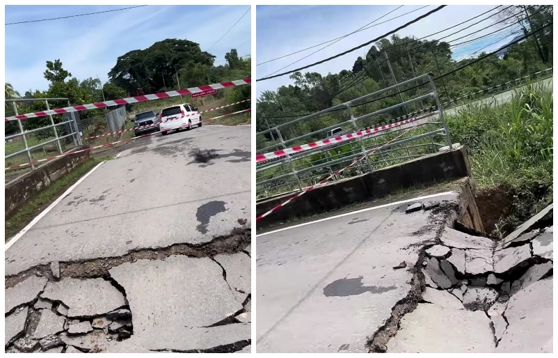 Kibabaig road section collapses after heavy rain in Penampang