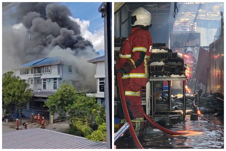 Factory catches fire in Kolombong