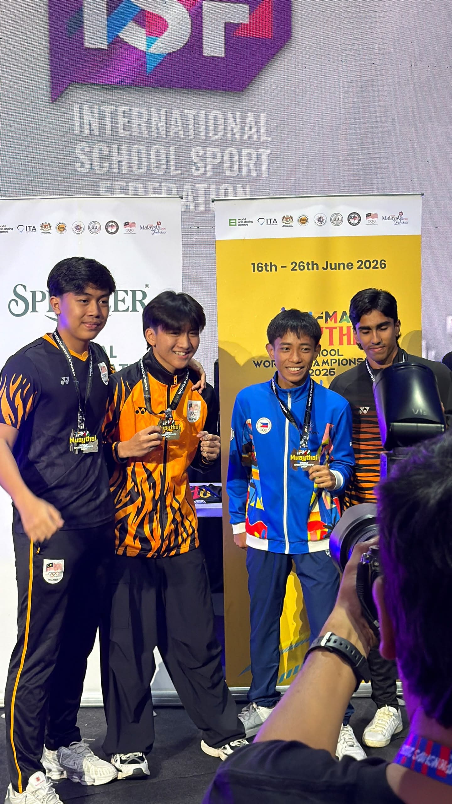 Marshall (2nd left) with other winners.