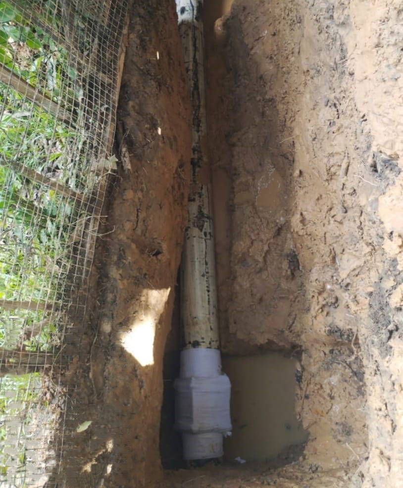 Repairs were made to the damaged 150mm HDPE pipe buried  beneath the verge on Lorong 1E-1.